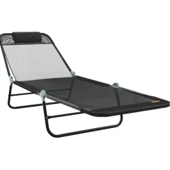 vidaXL Hopfällbar solstol Svart 182 x 55 x 85,5 cm Textilene