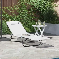 Sale vidaXL Hopfällbar solstol 182 x 55 x 85,5 cm Textilene Kräm