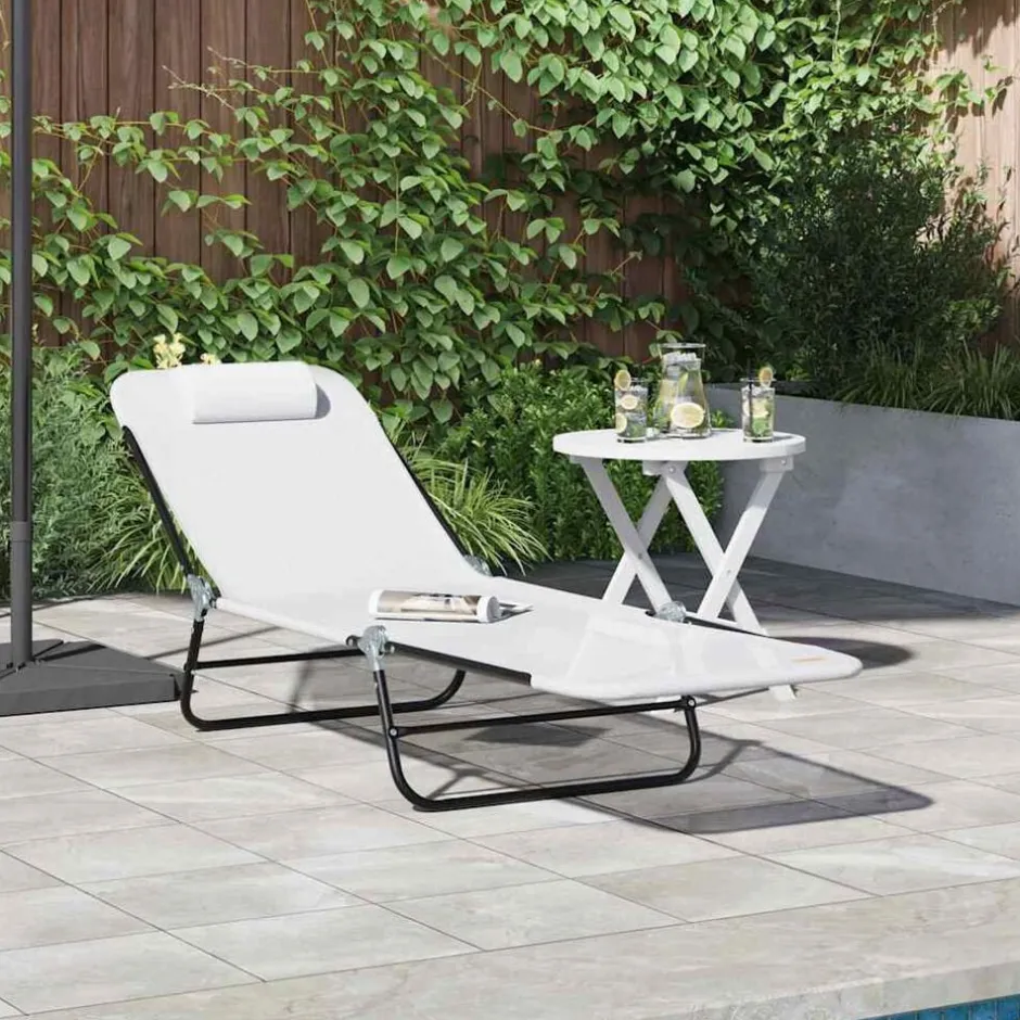Sale vidaXL Hopfällbar solstol 182 x 55 x 85,5 cm Textilene Kräm