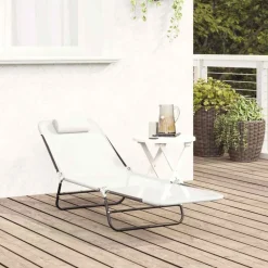 Sale vidaXL Hopfällbar solstol 182 x 55 x 85,5 cm Textilene Kräm