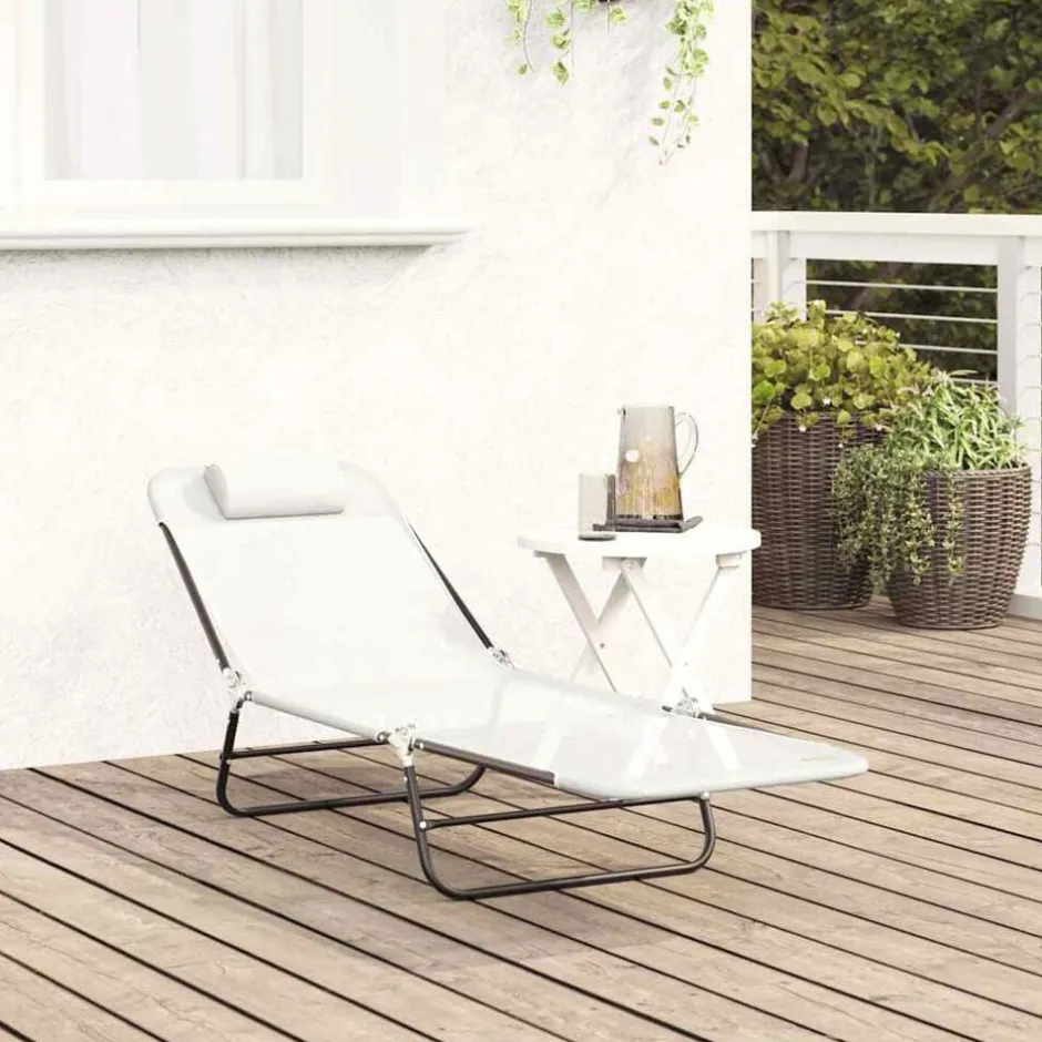 Sale vidaXL Hopfällbar solstol 182 x 55 x 85,5 cm Textilene Kräm