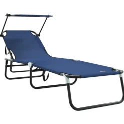 Best vidaXL Hopfällbar solstol 190 x 57 x 81 cm oxford Blå