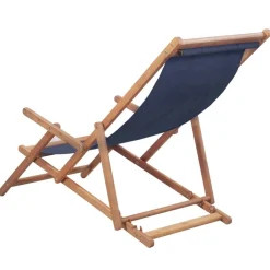 vidaXL Hopfällbar strandstol tyg och träram Blå