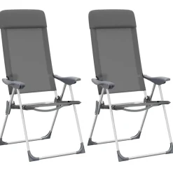 Outlet vidaXL Hopfällbara campingstolar 2 st aluminium Grå