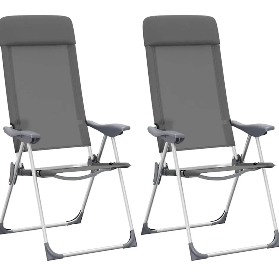 Outlet vidaXL Hopfällbara campingstolar 2 st aluminium Grå