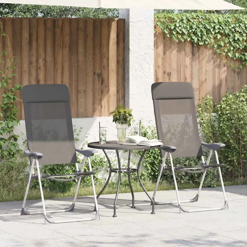 Outlet vidaXL Hopfällbara campingstolar 2 st aluminium Grå