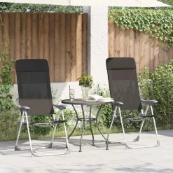 vidaXL Hopfällbara campingstolar 2 st aluminium Svart