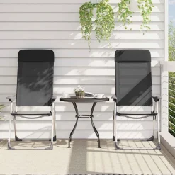 vidaXL Hopfällbara campingstolar 2 st aluminium Svart