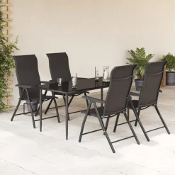 Discount vidaXL Hopfällbara trädgårdsstolar 4 st kaffe konstrotting Svart