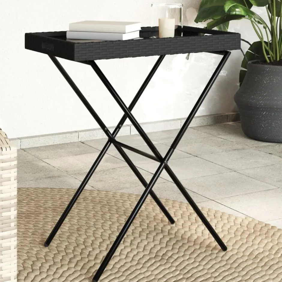 vidaXL Hopfällbart brickbord 65x40x75 cm konstrotting Svart