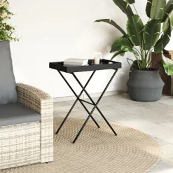 vidaXL Hopfällbart brickbord 65x40x75 cm konstrotting Svart