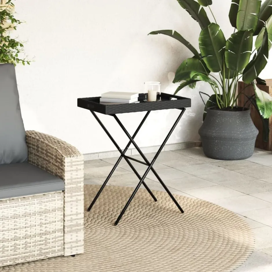 vidaXL Hopfällbart brickbord 65x40x75 cm konstrotting Svart