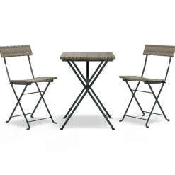 New vidaXL Hopfällbart caféset 3 delar konstrotting Grå