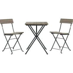 New vidaXL Hopfällbart caféset 3 delar konstrotting Grå