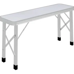vidaXL Hopfällbart campingbord med 2 bänkar aluminium vit