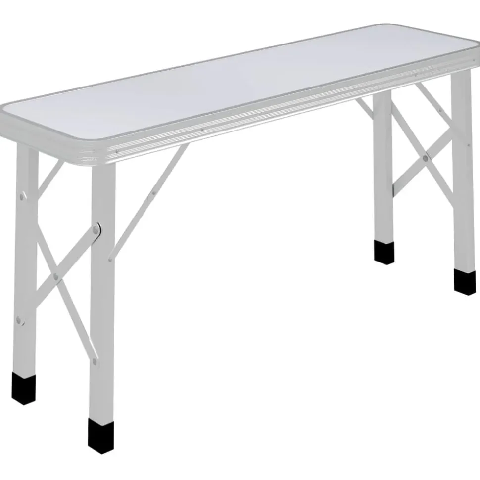 vidaXL Hopfällbart campingbord med 2 bänkar aluminium vit