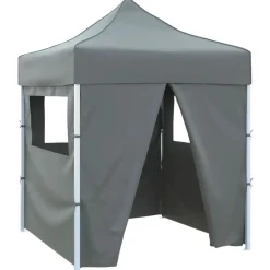Clearance vidaXL Hopfällbart partytält med 4 sidoväggar 2x2 m stål Antracit