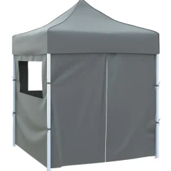 Clearance vidaXL Hopfällbart partytält med 4 sidoväggar 2x2 m stål Antracit