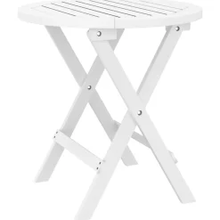 New vidaXL Hopfällbart trädgårdsbord Ø 46 cm massivt akaciaträ Vit