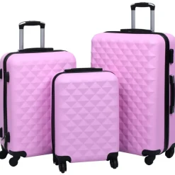 Hot vidaXL Hårda resväskor 3 st ABS Rosa