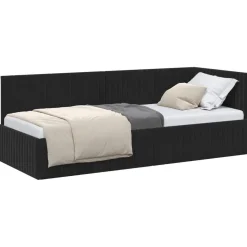 vidaXL Hörn Sängram med huvudgavel Svart 80 cm x 200 cm Sammet