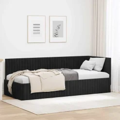 vidaXL Hörn Sängram med huvudgavel Svart 80 cm x 200 cm Sammet