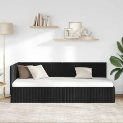 vidaXL Hörn Sängram med huvudgavel Svart 80 cm x 200 cm Sammet
