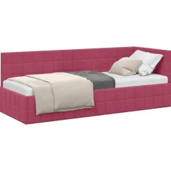 Best vidaXL Hörn Sängram med huvudgavel 80 cm x 200 cm Sammet Vinröd