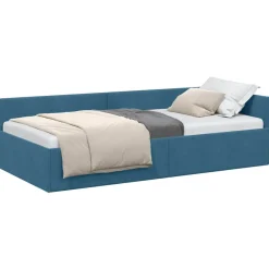 vidaXL Hörn Sängram med huvudgavel Blå 80 cm x 200 cm Sammet