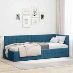 Hot vidaXL Hörn Sängram med huvudgavel 80 cm x 200 cm Sammet Blå