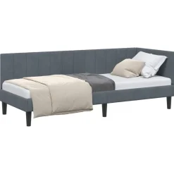 vidaXL Hörn Sängram med huvudgavel Mörkgrå 80 cm x 200 cm Sammet