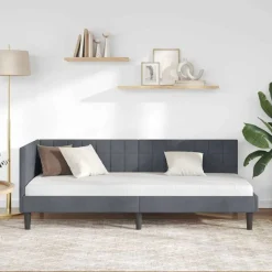 vidaXL Hörn Sängram med huvudgavel Mörkgrå 80 cm x 200 cm Sammet