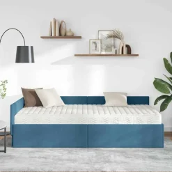 Discount vidaXL Hörn Sängram med Madrass Övrigt med huvudgavel 2 pcs Sammet Blå