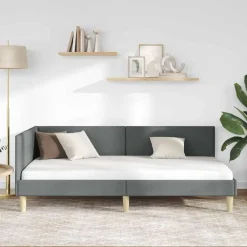 Online vidaXL Hörn Sängram 80 cm x 200 cm Tyg och plywood Mörkgrå