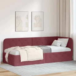 vidaXL Hörn Sängram Vinröd 80 x 200 cm tyg