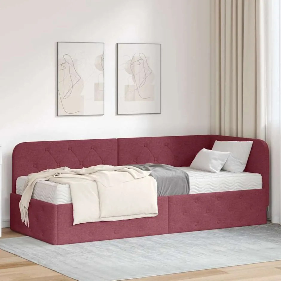 Sale vidaXL Hörn Sängram 80 x 200 cm tyg Vinröd