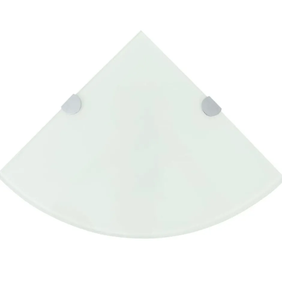 Clearance vidaXL Hörnhylla glas med förkromade hyllkonsoler 25x25 cm Vit