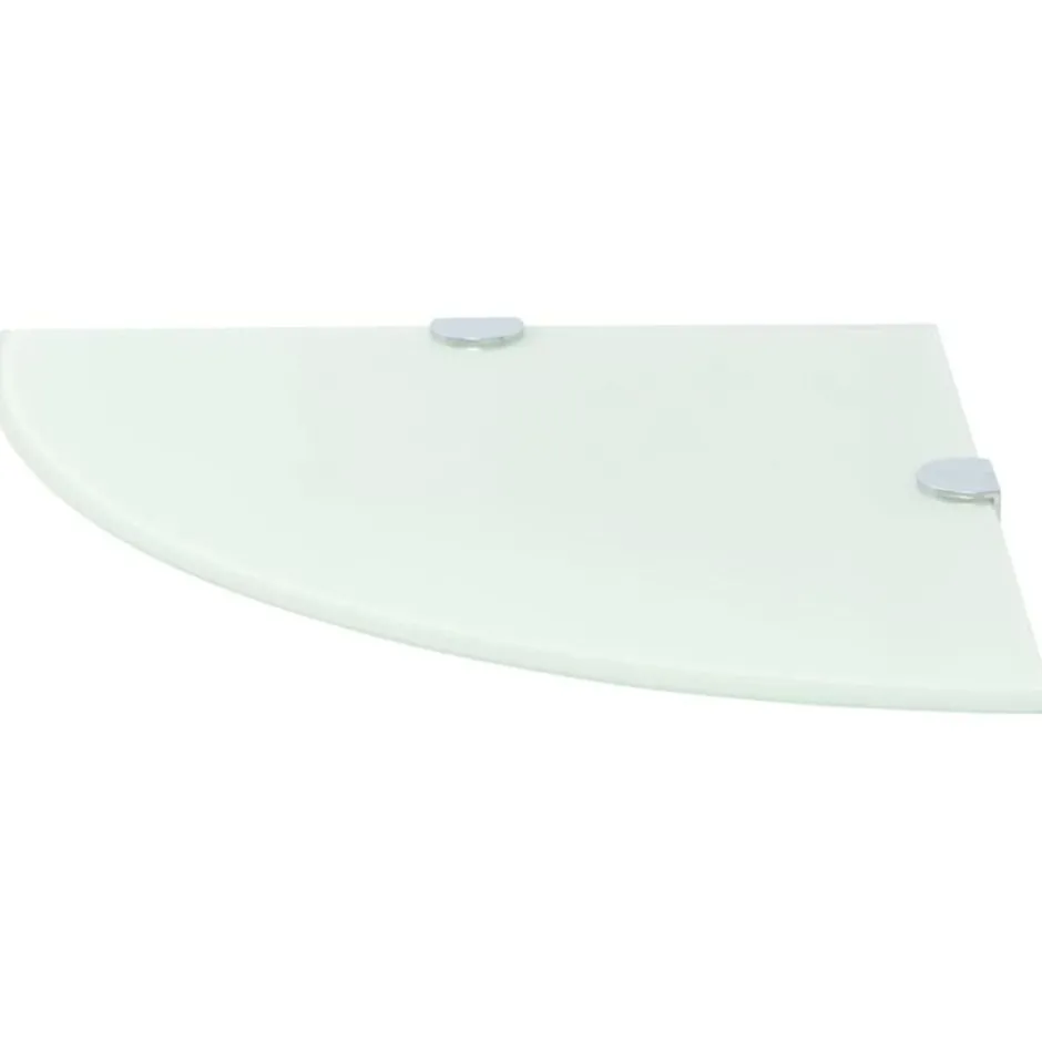 Clearance vidaXL Hörnhylla glas med förkromade hyllkonsoler 25x25 cm Vit