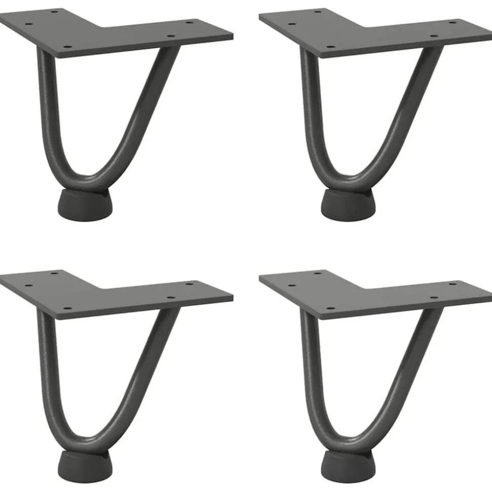 vidaXL Hårnålsben för soffbord 4 st antracit 10 cm massivt stål