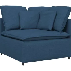 vidaXL Hörnmodul för soffa med dynor blå 100 cm