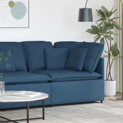 vidaXL Hörnmodul för soffa med dynor blå 100 cm