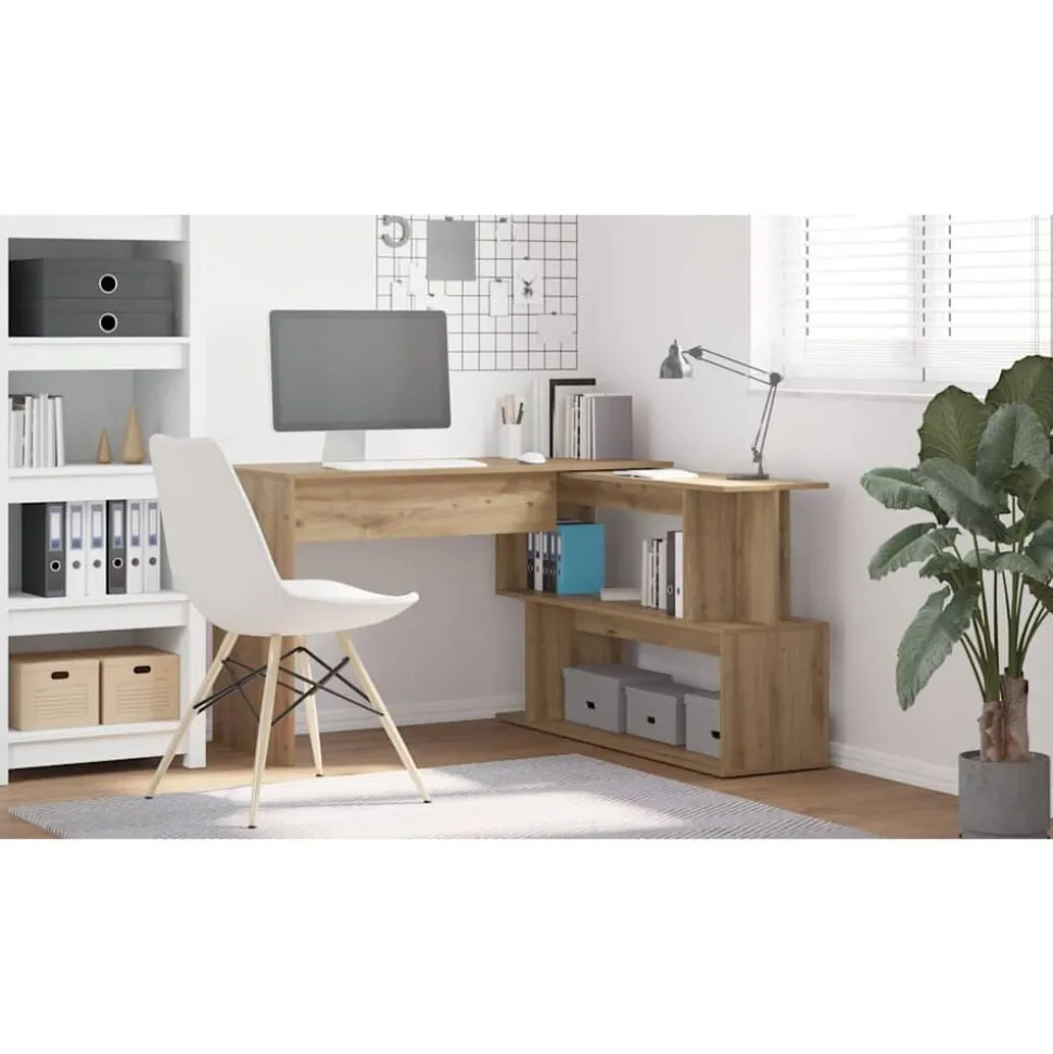 vidaXL Hörnskrivbord hantverksmässig ek 200,5x50x76 cm konstruerat trä