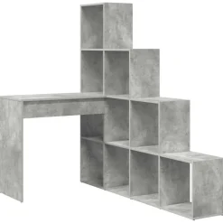 Clearance vidaXL Hörnskrivbord med hylla 101,5 x 149,5 x 149,5 cm Betonggrå