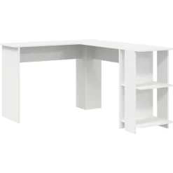Discount vidaXL Hörnskrivbord med hylla 140 x 113,5 x 75 cm Konstruerat trä Vit