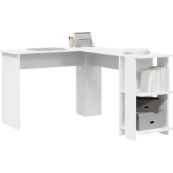 Discount vidaXL Hörnskrivbord med hylla 140 x 113,5 x 75 cm Konstruerat trä Vit