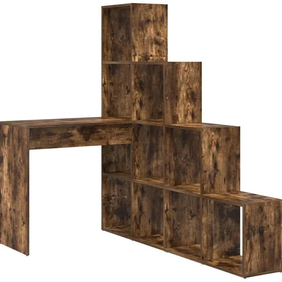 Clearance vidaXL Hörnskrivbord Rökt ek 101,5 x 149,5 x 149,5 cm Konstruerat trä Rökfärgad ek