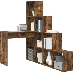 Clearance vidaXL Hörnskrivbord Rökt ek 101,5 x 149,5 x 149,5 cm Konstruerat trä Rökfärgad ek