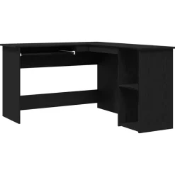 vidaXL Hörnskrivbord Svart Ek 120 x 140 x 75 cm Konstruerat trä