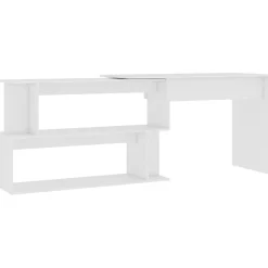 vidaXL Hörnskrivbord vit 200x50x76 cm konstruerat trä