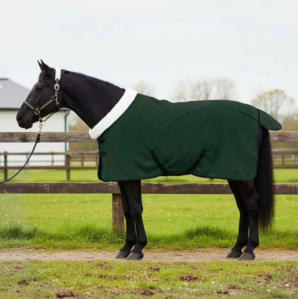vidaXL Hästdyna Fullt mörkgrön 75 cm Polar fleece